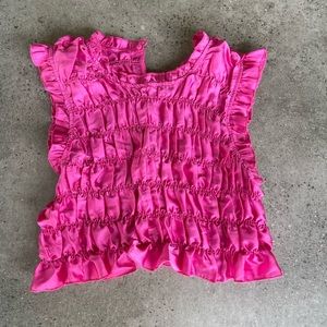 Wmns Zara hot pink ruffle crop top Size S Used
